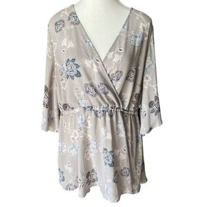Torrid Womens Plus Size 2 Floral Paisley Surplice V-Neck‎ Elastic Waist Blouse